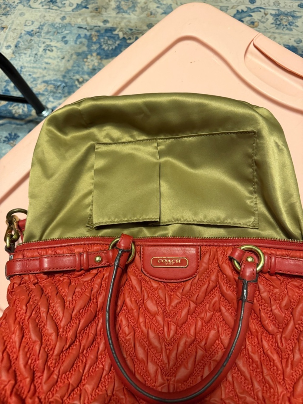 Coach Madison Chevron Nylon Quilted Shoulder Bag w Strap style no 18637 - Picture 6 of 8
